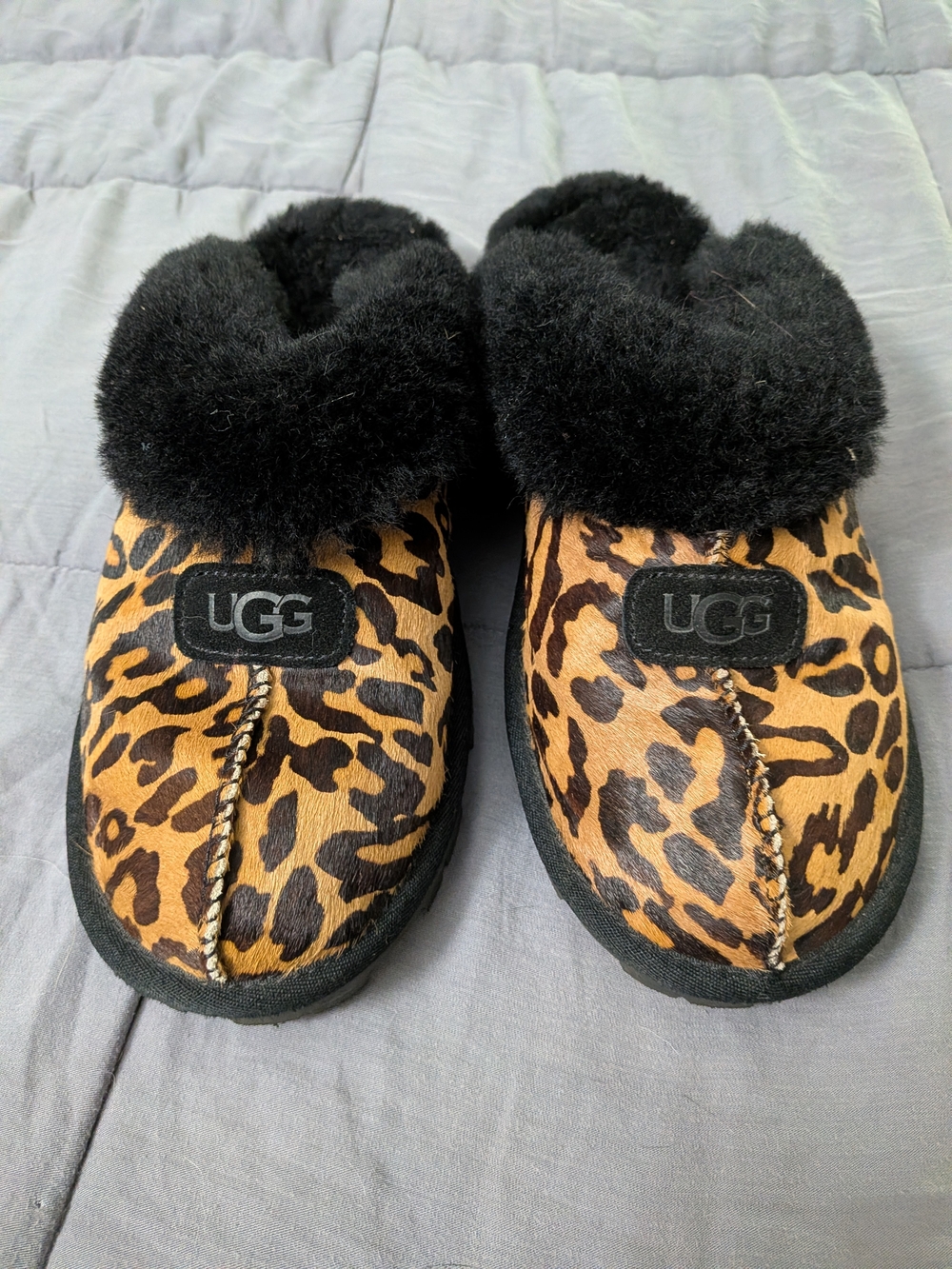 UGG Coquette Panther Print Slippers Butterscotch Black Women’s Size 11 Cozy Soft